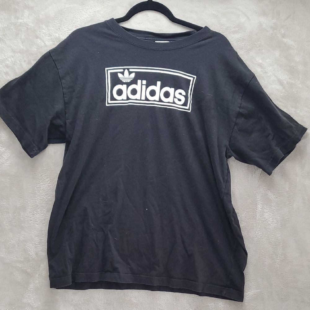 ADIDAS | XL UNISEX ORIGINAL LOGO SHORT SLEEVE SHIRT CREW NECK | BLACK WHITE